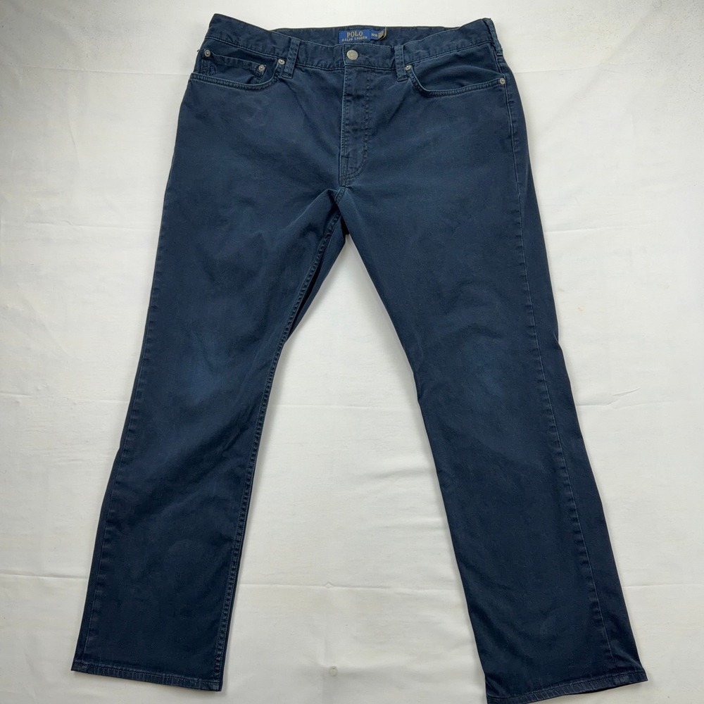 Polo Ralph Lauren Varick Slim Straight Mens Navy Blue Stretch Pants 36/30 - Picture 2 of 11